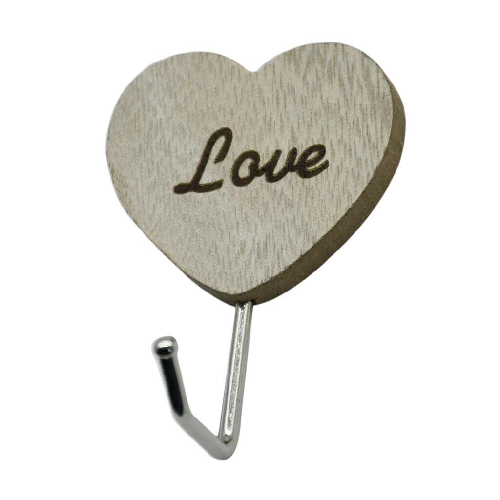 6pcs Retro Style Wooden Wall Hanger Hook Adhesive Bathroom Coat Wall Hangers