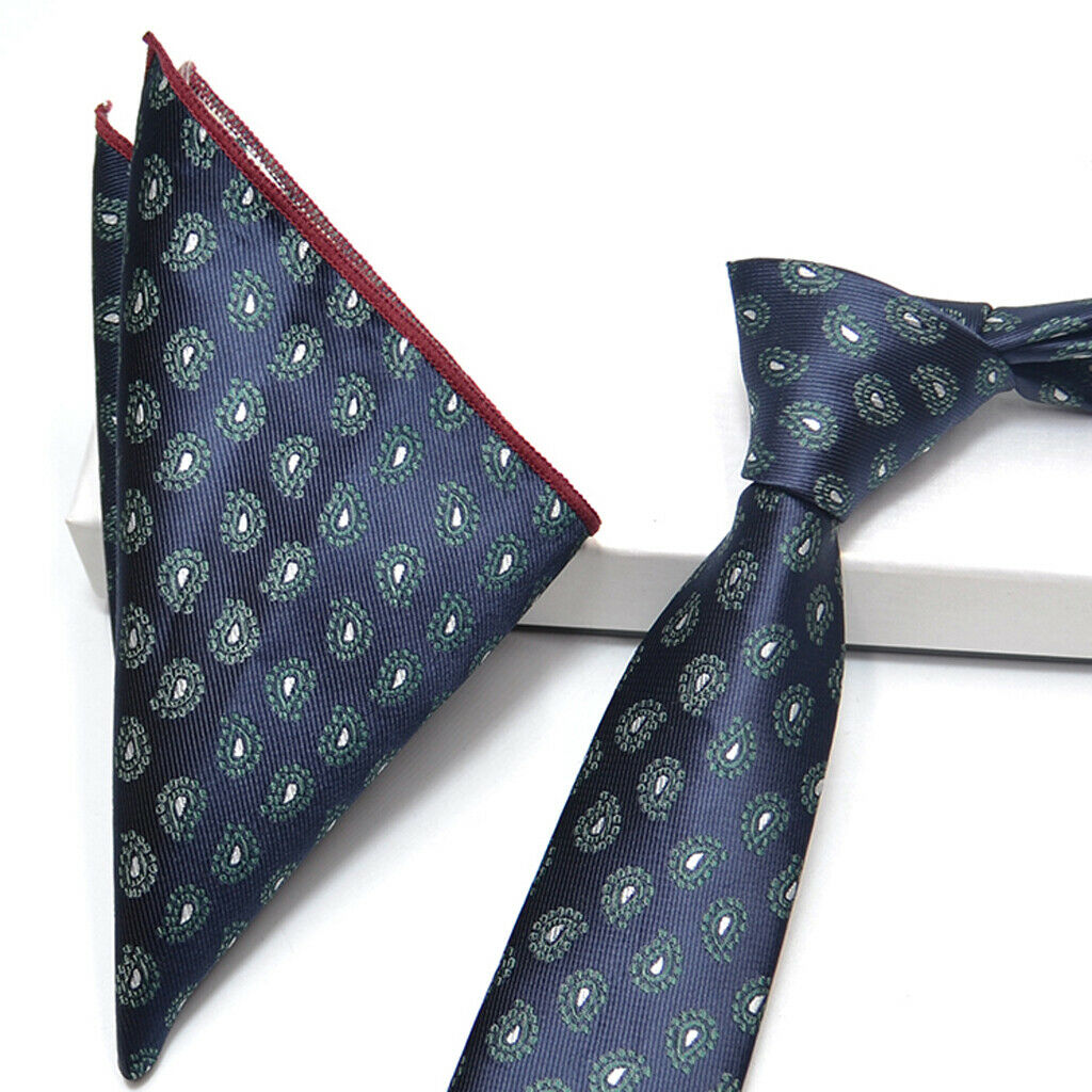 Men's Jacquard Tie Necktie Hanky Handkerchief Set Wedding Business Neckwear 3