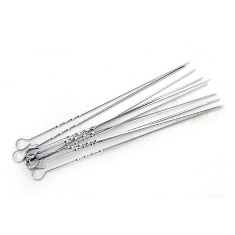 10X BBQ Barbecue Stainless Steel Grilling Kabob Kebab Flat Skewers Needle 38BDA