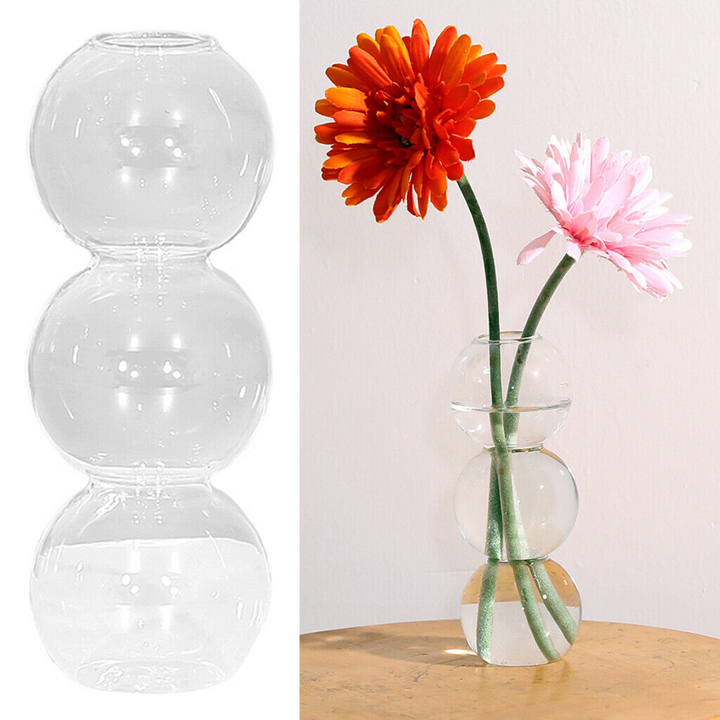 Glass Flower Vase Glass Planter Hydroponics for Bedroom Living Room 3 Balls