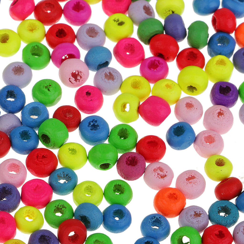 200 x Mixed Natural Wooden Beads European Beads For Kids DIY Jewelry Making