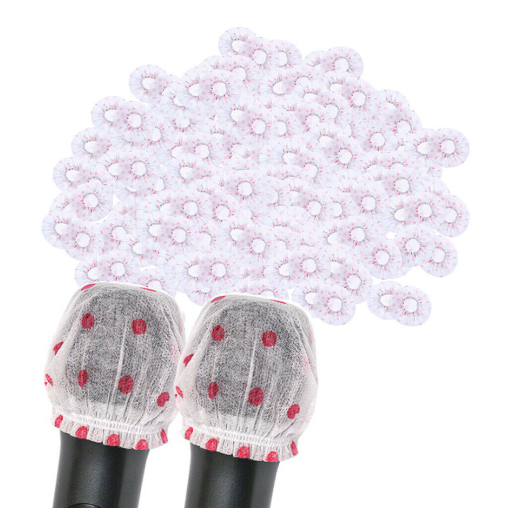 200pcs Microphone Windscreen Mic Cover Karaoke White with Pink Dots High Quality