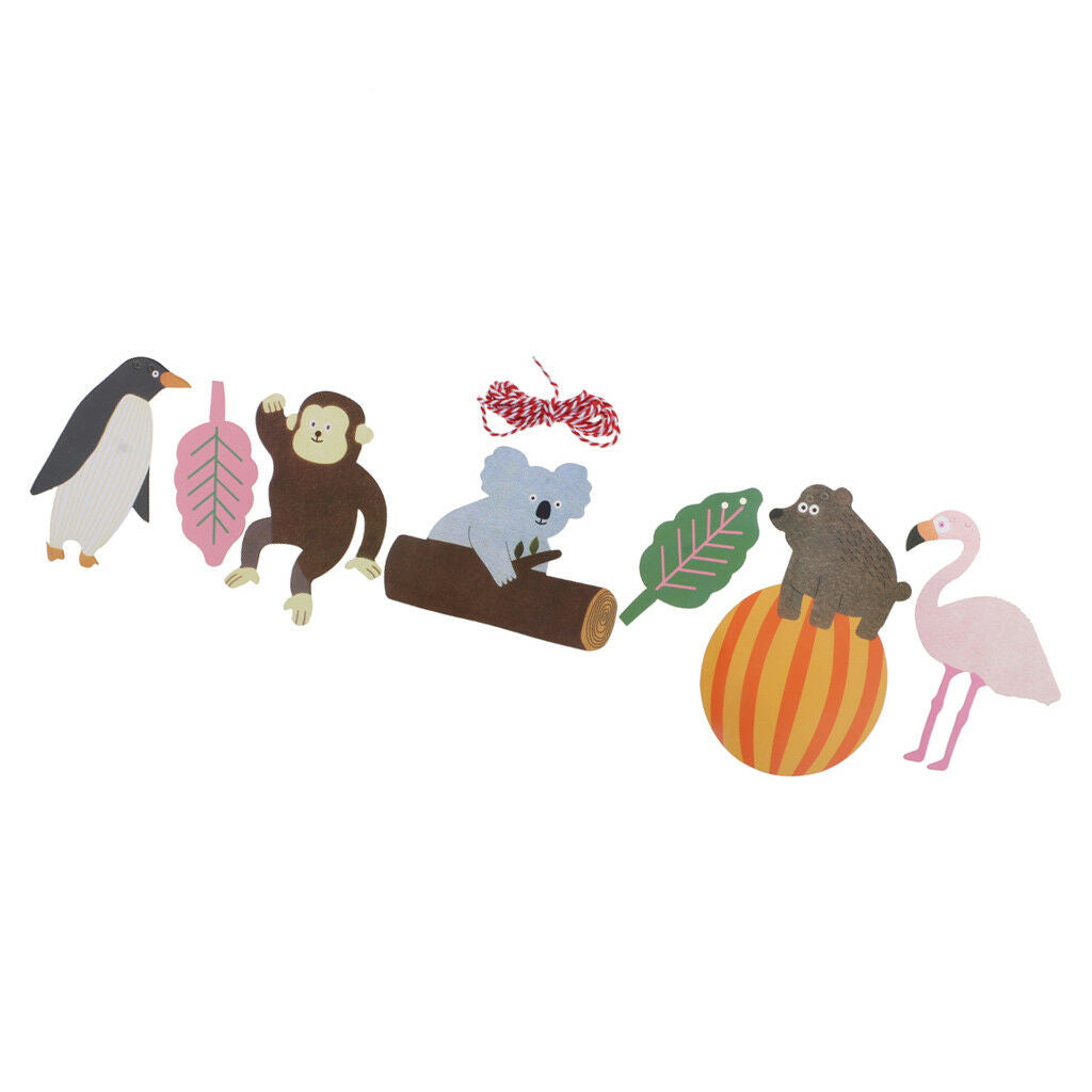 Zoo Animal Bunting Banner Kids Birthday Children's Day Party Hanging Decor