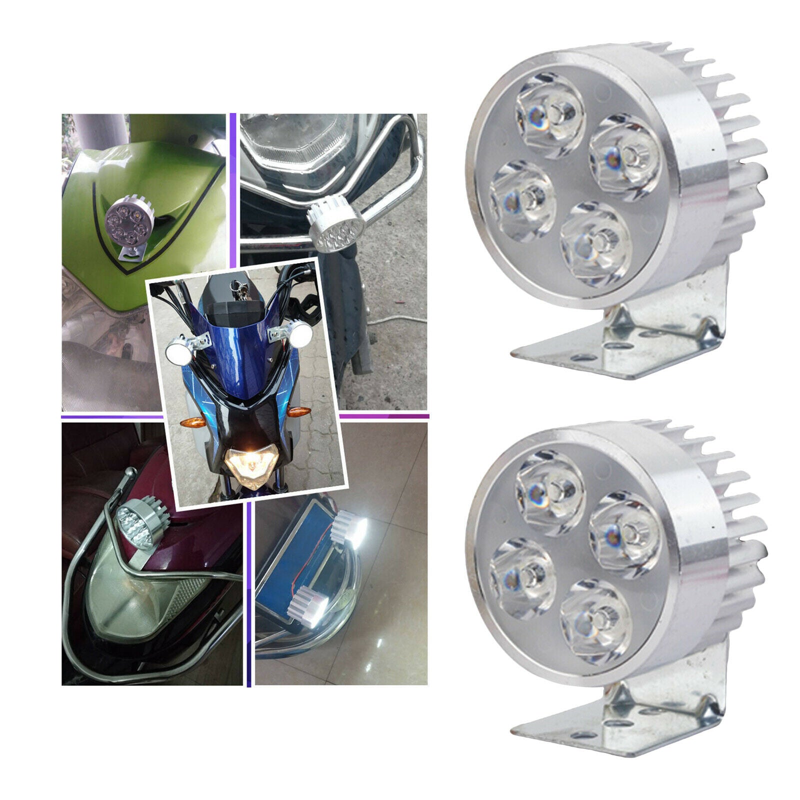 New Universal Motorcycle Motor Double LED Front Headlight Motorbike Headlamp