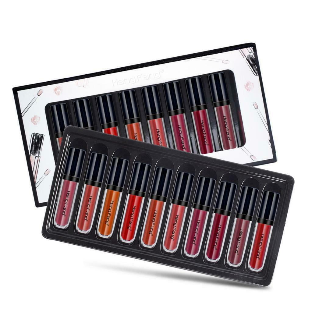 10Pc/Set Long Lasting Lip Liquid Matte Lipstick Makeup Lip Gloss Waterproof