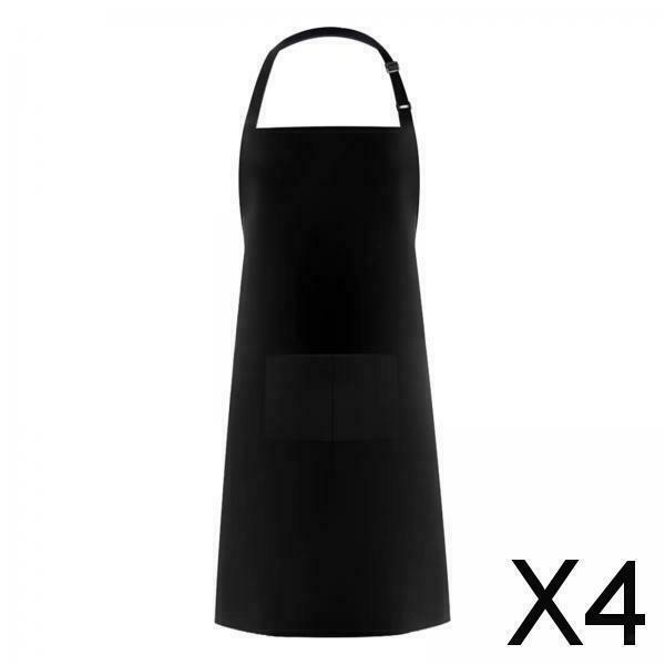 4X Men Women Cooking Apron with Large Pocket Baking Cooking Kitchen Apron Black