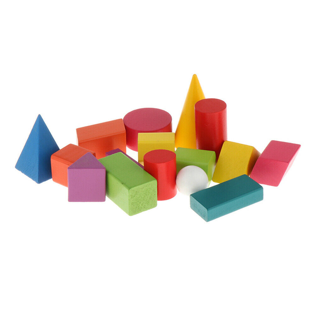 16Pcs Kids Shapes Geometric Solids Puzzle Montessori Toys School Supply