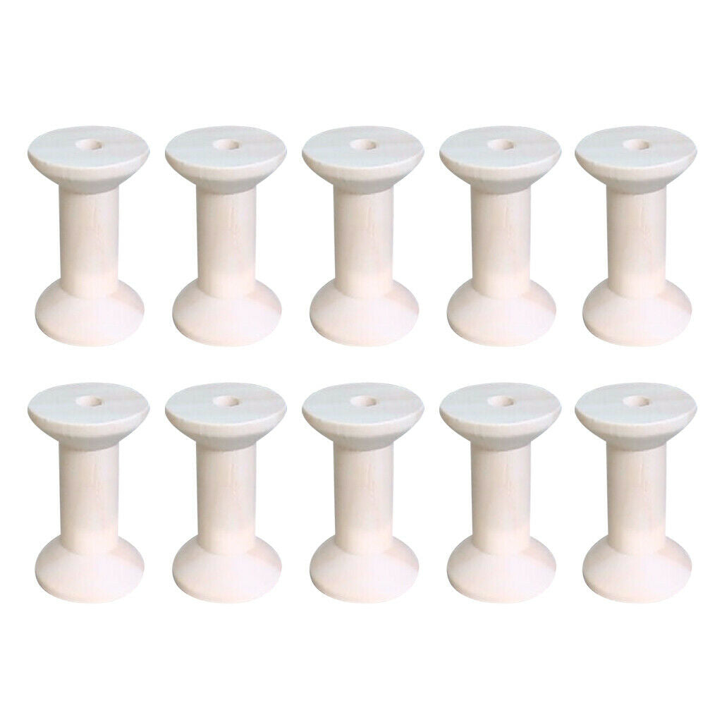 30Pcs Natural Wooden Empty Thread Spools DIY