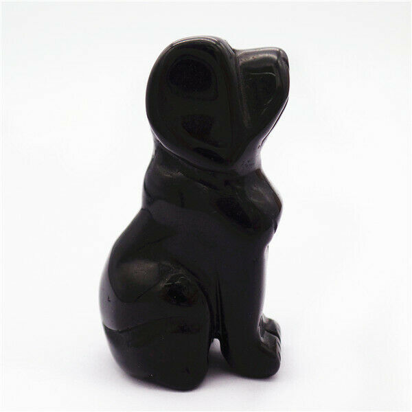 48x28x20mm Black Obsidian Carved Dog Decoration Statue Stone Home Decor HH7950