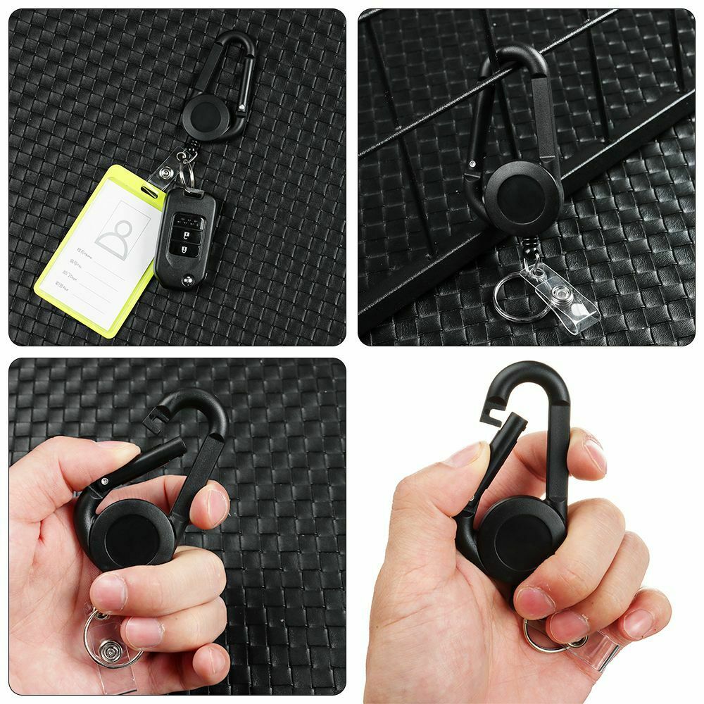 Mulitifunctional Key Ring ID Card Holder Keychain Badge Reel Clip Lanyard Clip