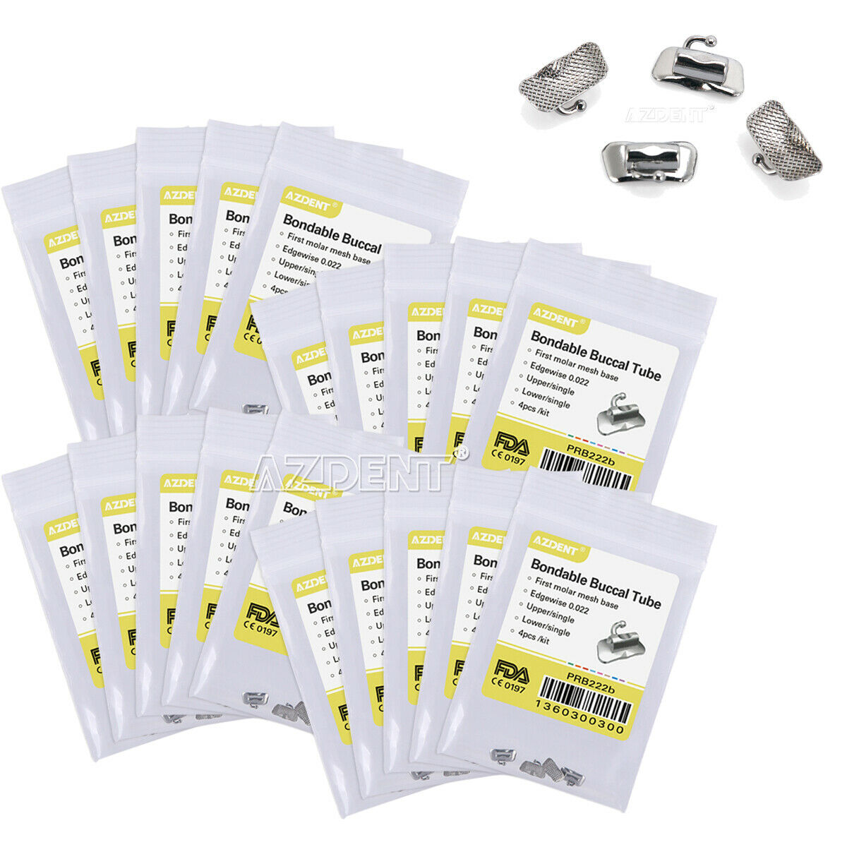 100 X AZDENT Orthodontics Dental Buccal Tube 1st Edgewise 022 Bondable Non-Conv