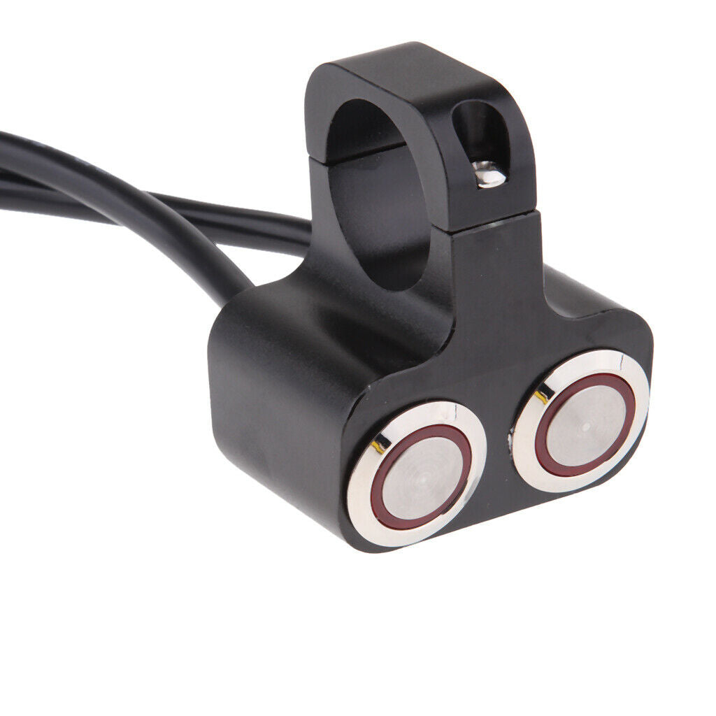 25mm Handlebar Motorcycle Dual Button Headlight Hazard Brake Light Switch Red