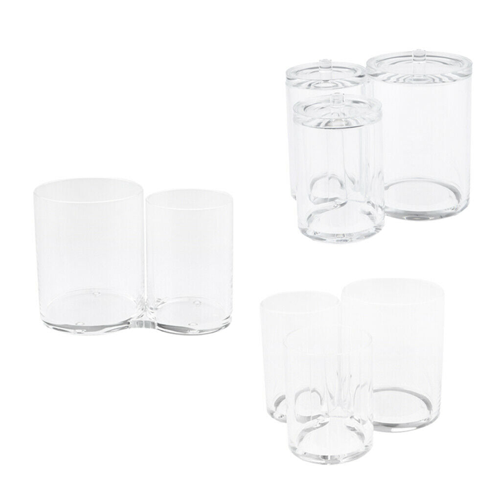 Clear Acrylic Brush Organizer Holder Cup Makeup Display 3 Space with Cover