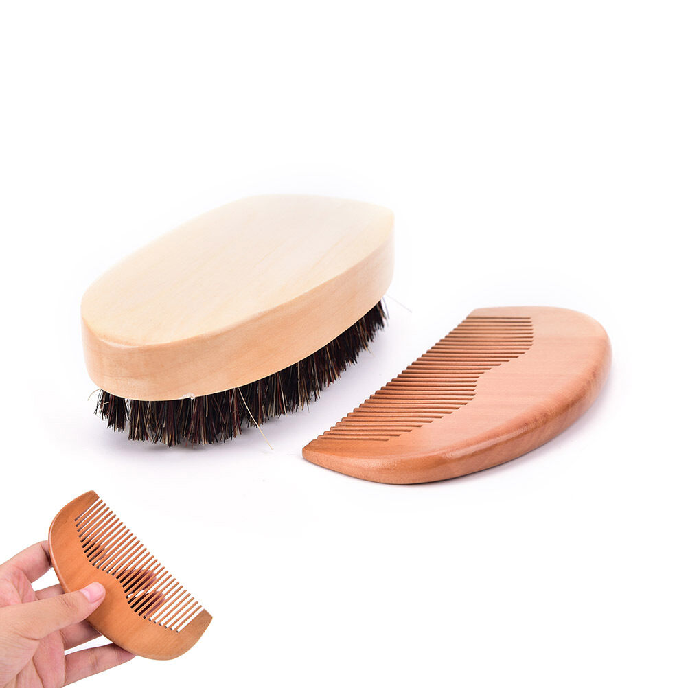 Men'sboar bristle beard brush and comb, beard comb grooming kit brush+com.l8