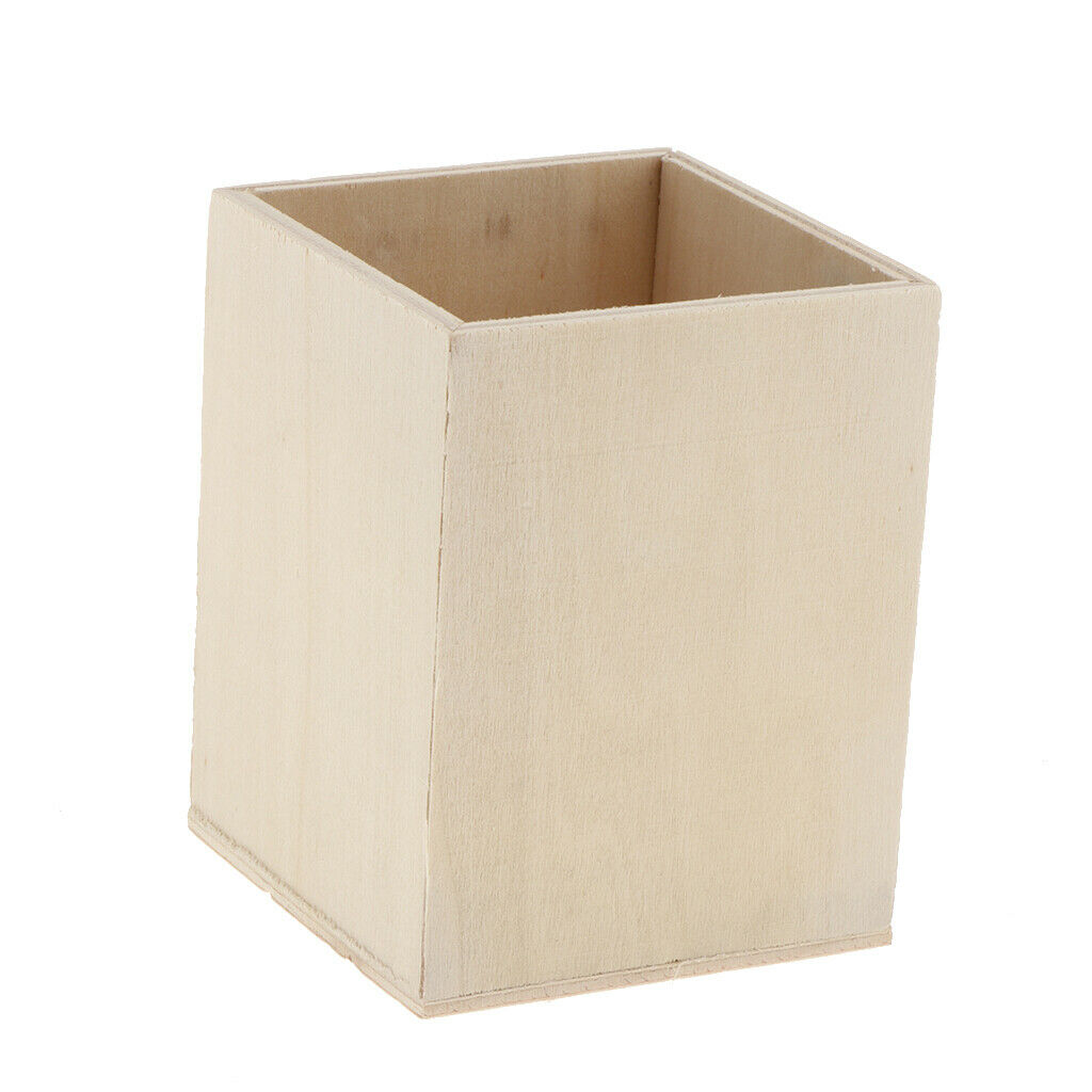 2pcs/set Unfinished Wood Pen Container Holder Wooden Box Cover Craft