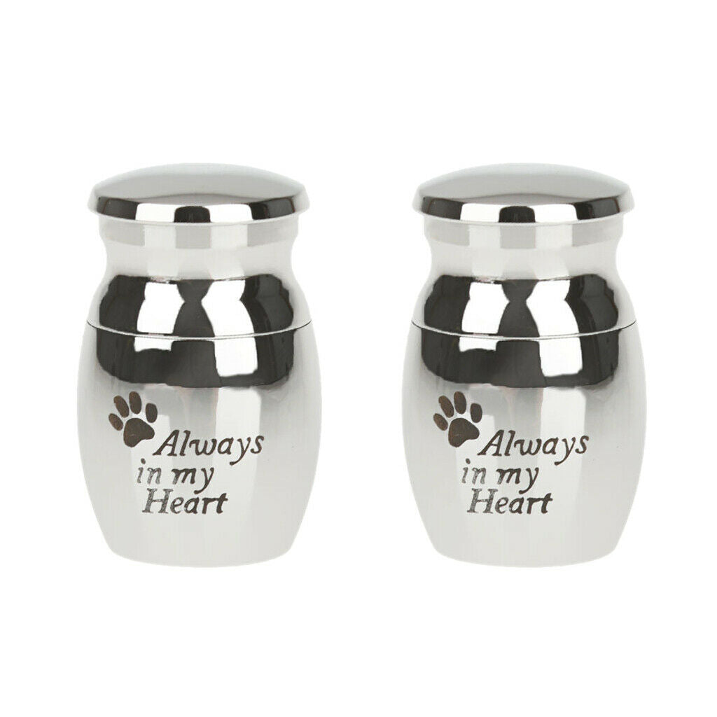 2pcs Always in My Heart Paw Memorial Keepsake Pet Urn Container Filler