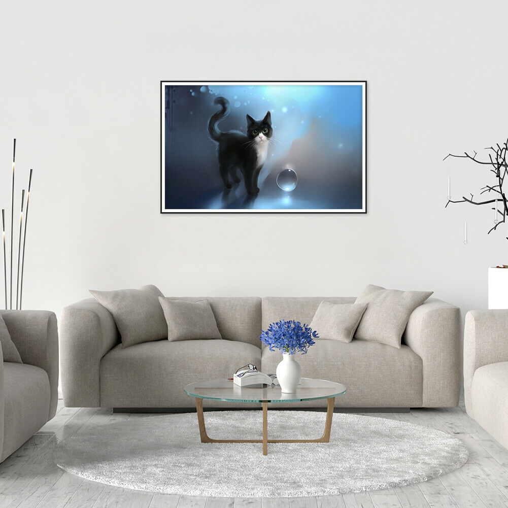 5D DIY Full Drill Diamond Painting Black Cat Cross Stitch Mosaic Craft Kits @