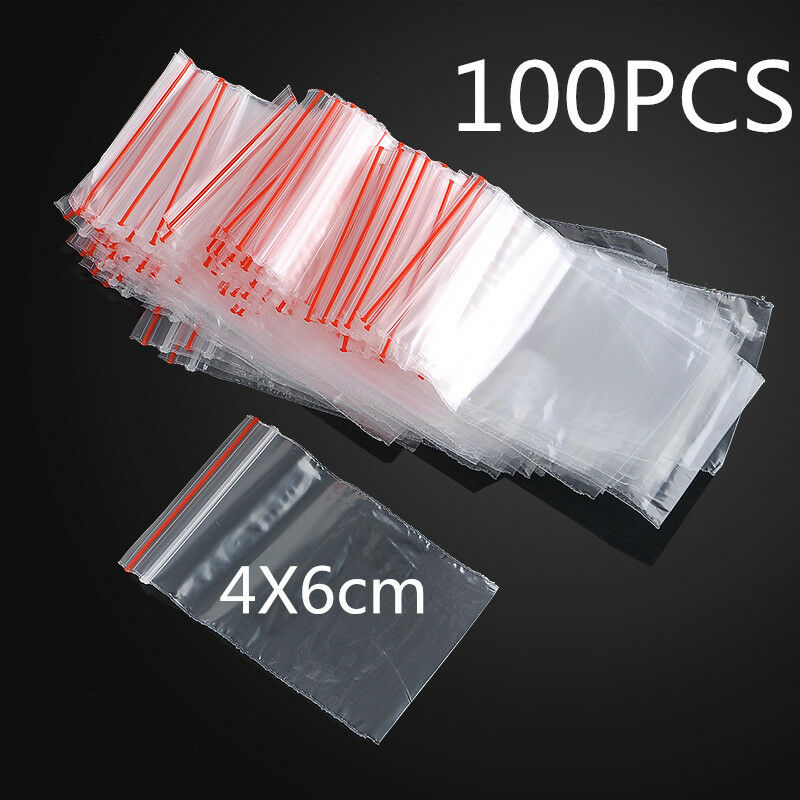 100PCS Useful Clear Zip Reclosable Plastic Poly Bag 0 Size Bag 4X6cm