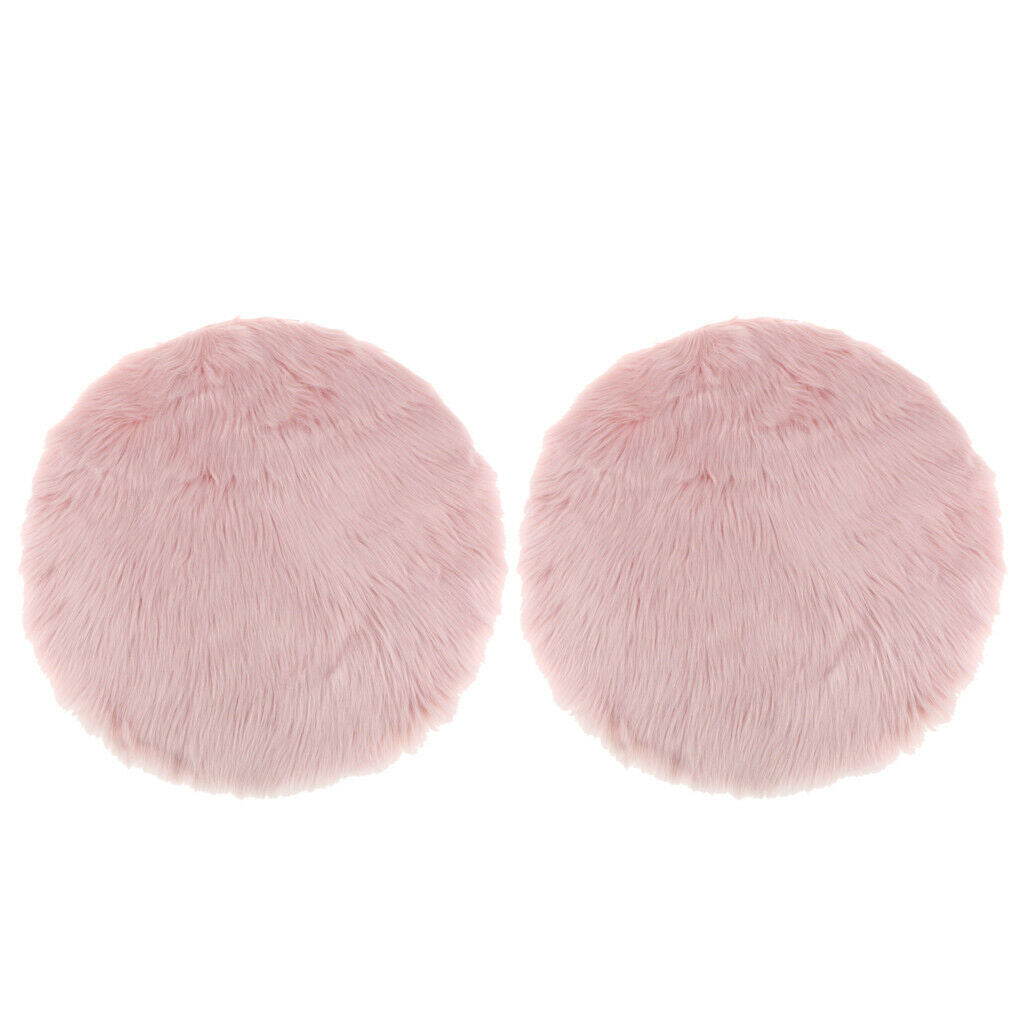 2 Artificial Sheepskin Rug Fluffy Home Floor Mat Carpet Seat Cushion Pink