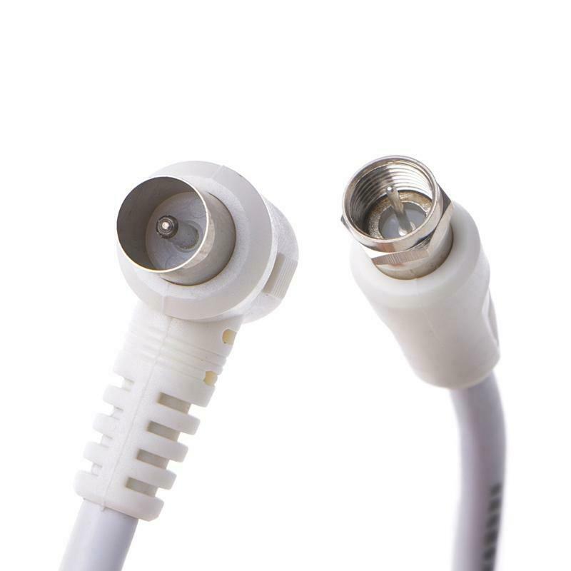 9.5mm White 90 Degrees Male To F Type Male Coaxial TV Satellite Antenna Cable
