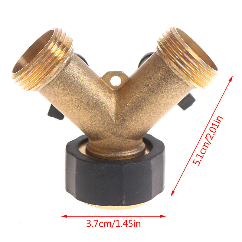 1Pcs Brass 2 Way Garden Hose Splitter Y Valve Water Tap Connector AdapterBDAU