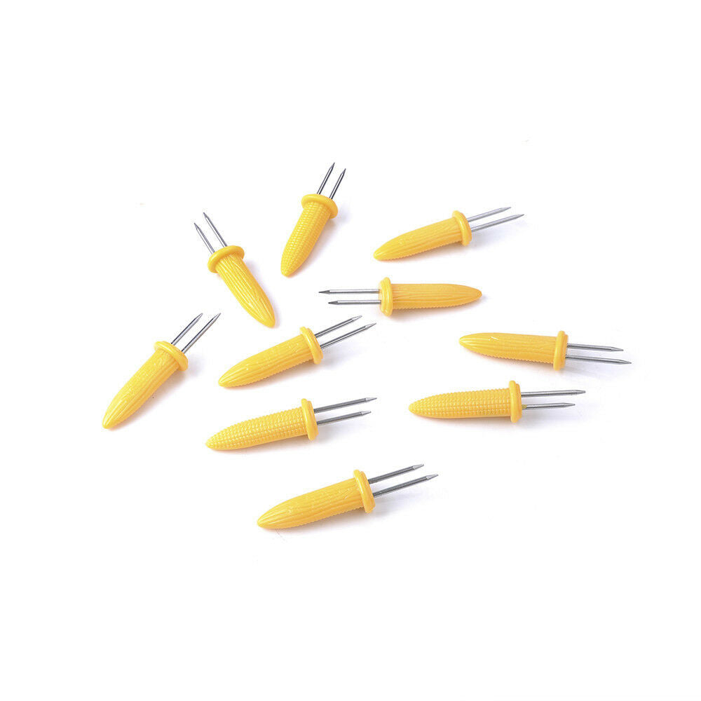 10PCS Lovely Safe BBQ Kitchen Corn on the Cob Holders Skewers Prong Fork Picks