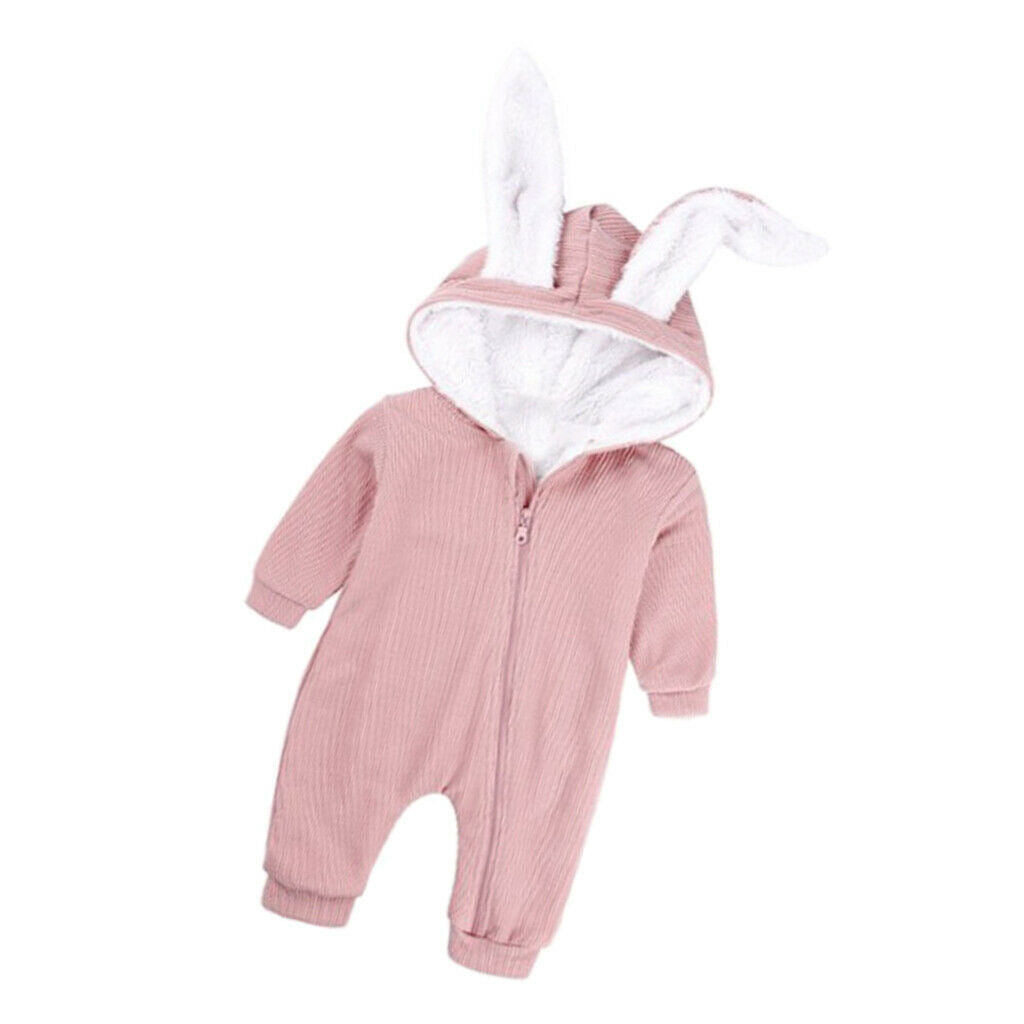 Rabbit Ears Newborn Cotton Romper Jumpsuit Baby Girls Boys Pink(0-3 Months)
