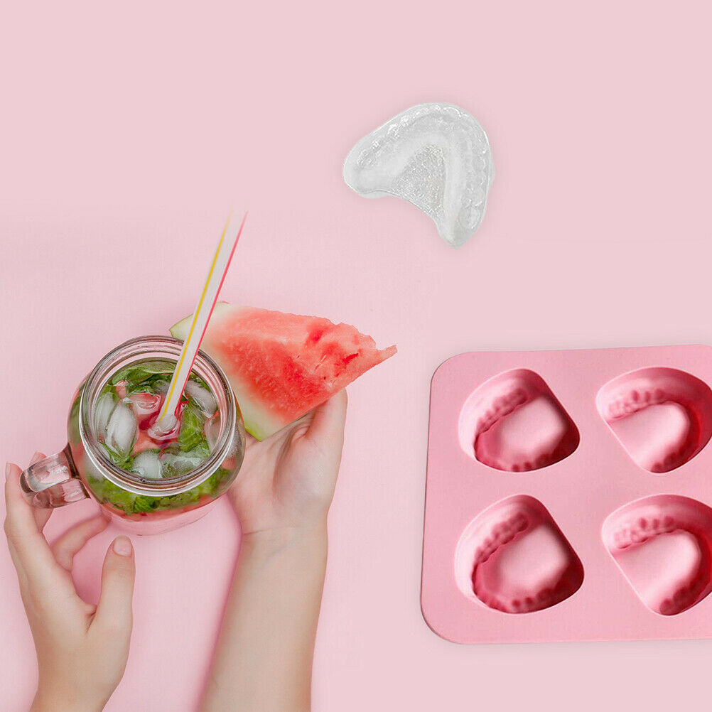 Ice Cube Tray Teeth-Shaped Silicone Ice Mold Denture Ice Trays for Home Party