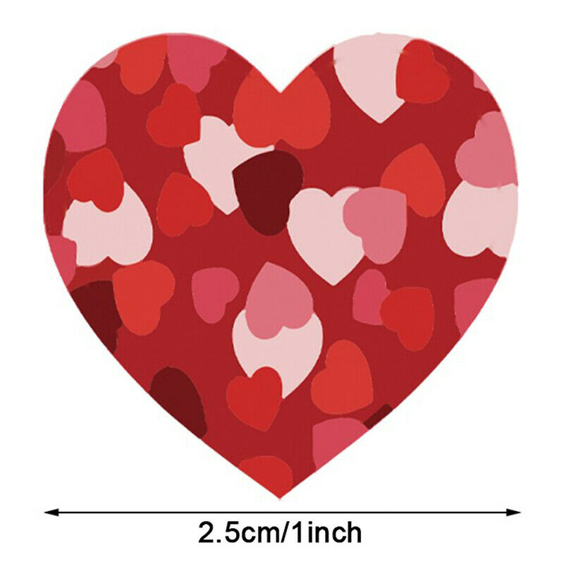 500PCS Heart Shape 8 Kinds of Pattern Love Valentine's Day Stickers Gift .l8