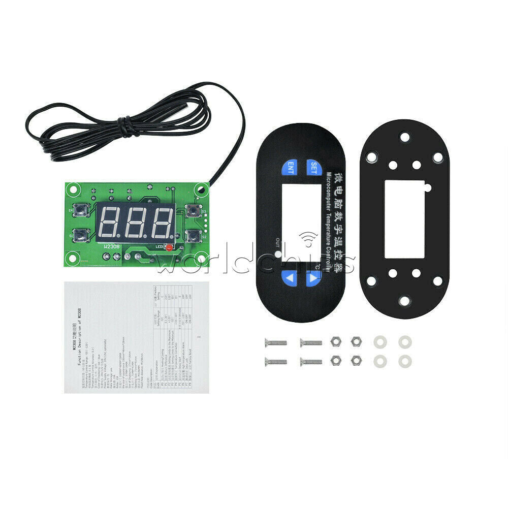 Blue LED W1308 12V Digital Thermostat Temperature Alarm Controller Sensor Meter