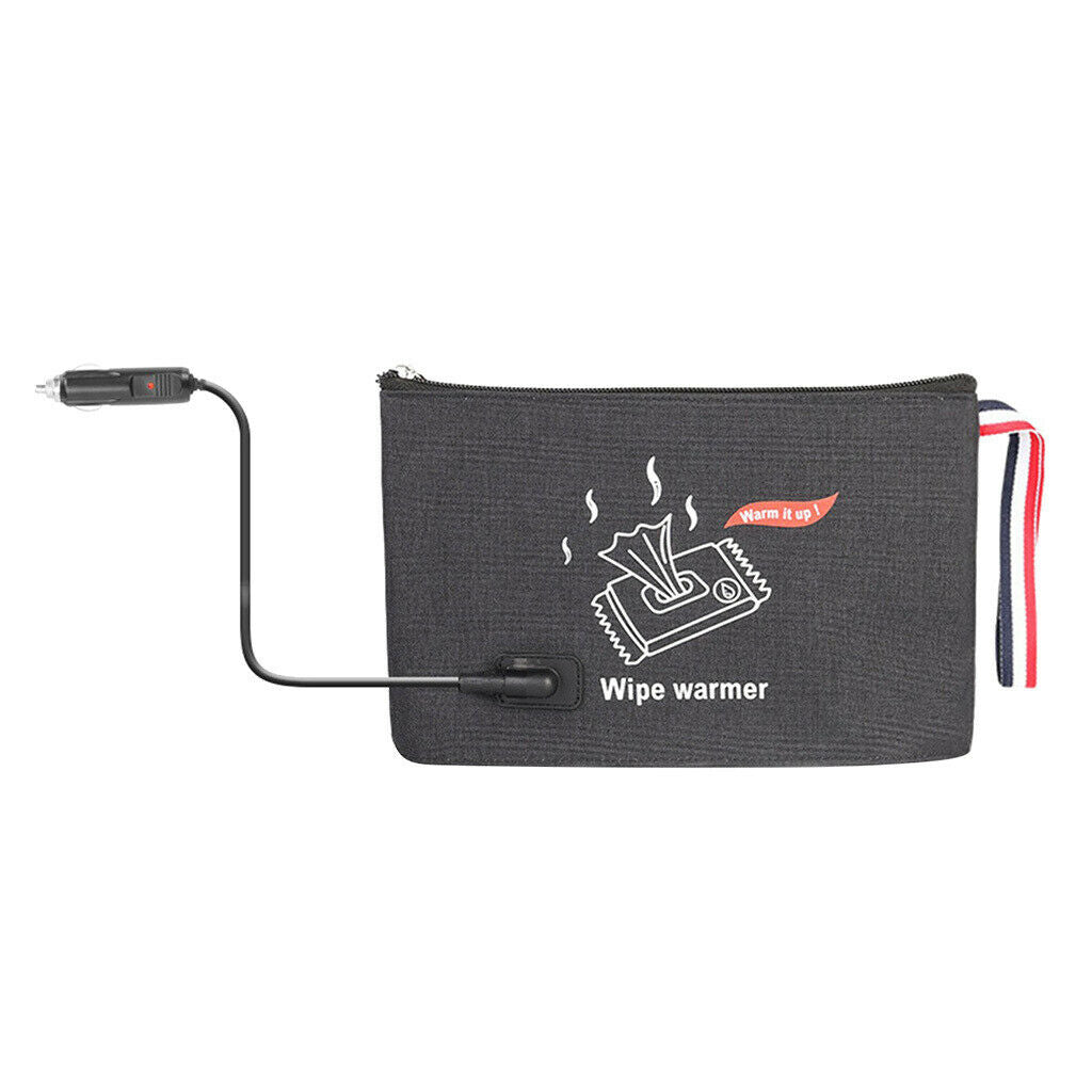 Car Auto Portable Baby Wipe Warmer Napkin Pouch Thermostat Holder Black