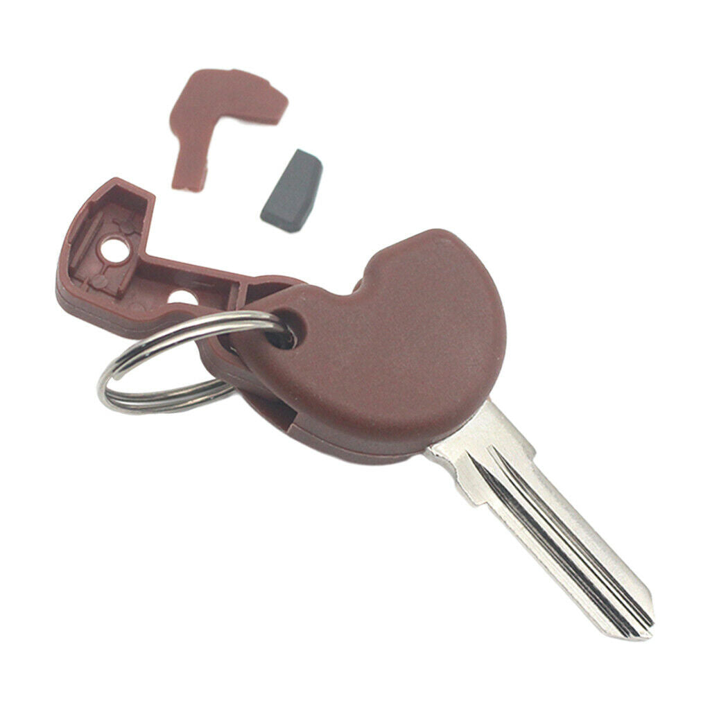 Brown Motorcycle Uncut Blank Key + Transponder Chip Universal For Piaggio