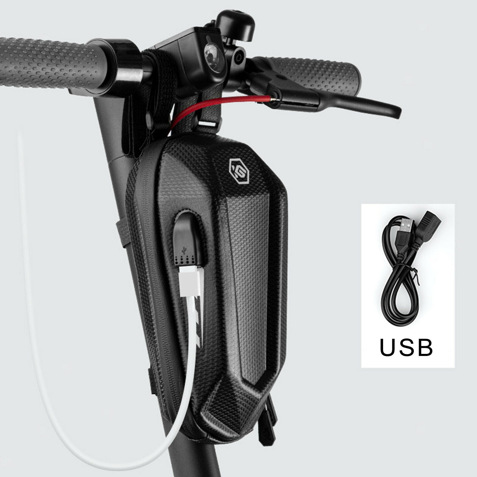 Electric Scooter Head Handlebar Bag 2L MTB Bike Hard Case Charger Pouch