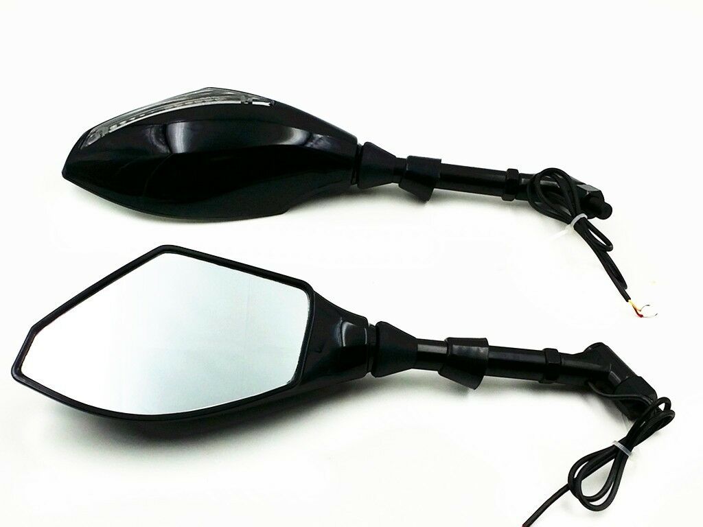 Black M10 LED Turn Signal Rearview Mirrors For Suzuki SV GSF Street Street Bike