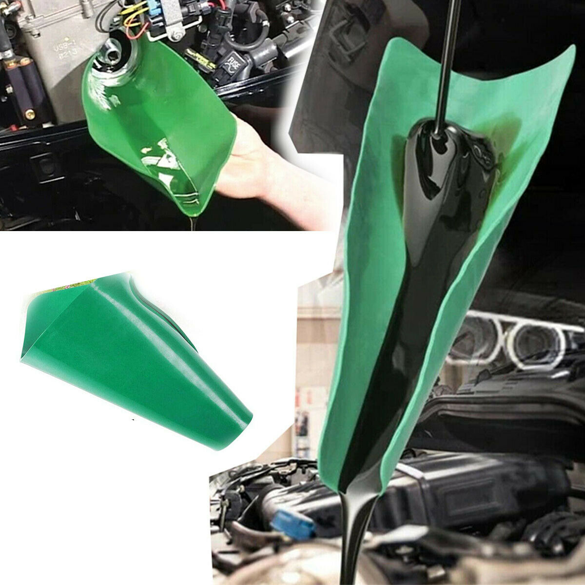 1× Metal&Plastic Flexible Oil Draining Funnel Type Tool For Common Auto Fluids