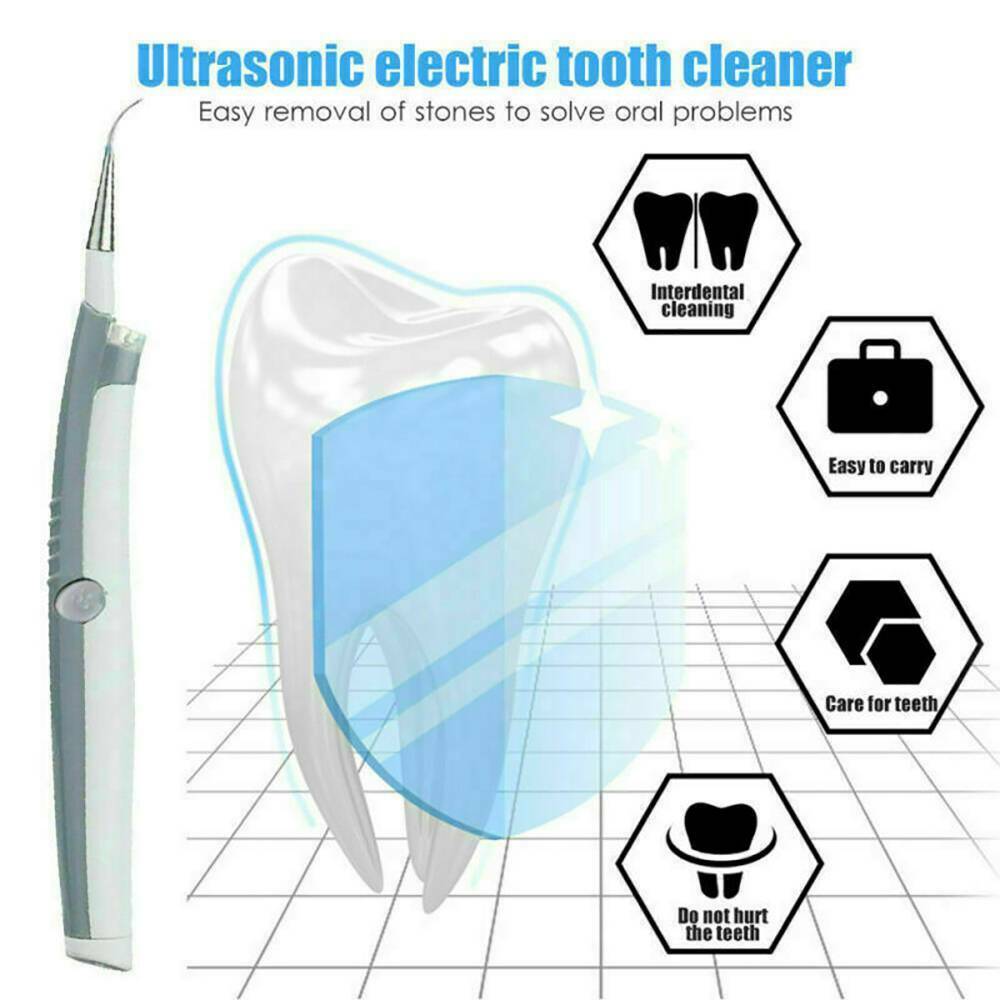 Portable Electric Ultrasonic Tooth Cleaner Dental Stain Plaque Tartar Remover!