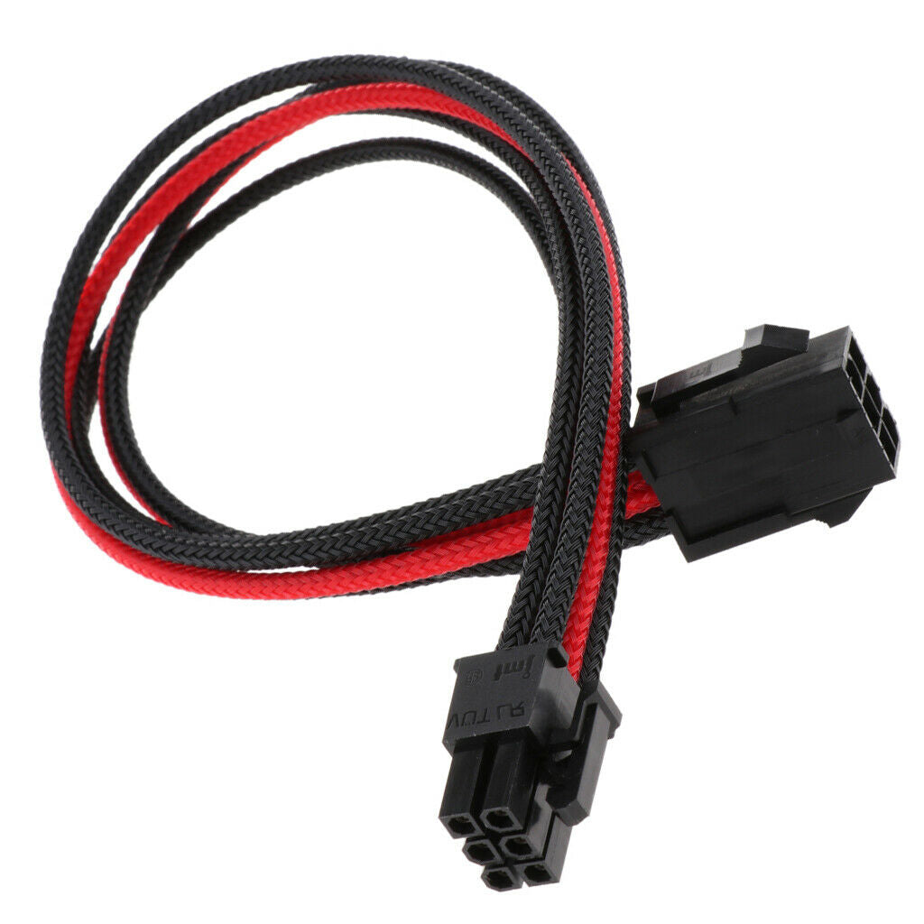 6 Pin PCIE GPU 30cm Sleeved Extension Cable Black+Red
