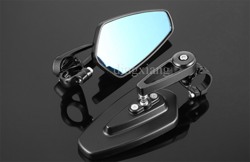 2pc Motorcycle handlebar mirror Reversing rearview Blue glass anti-glare