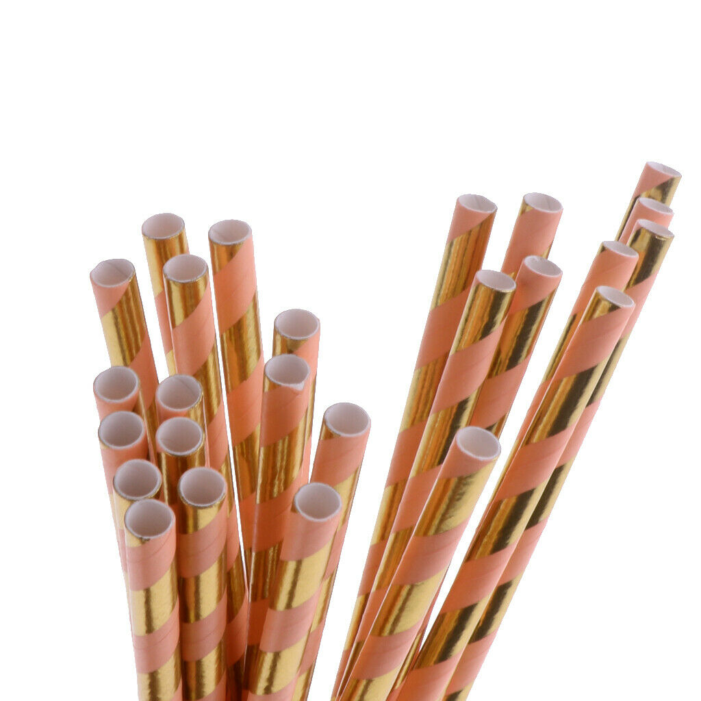 25 Pieces Paper Disposable Drinking Straws Biodegradable Wedding Party Favor