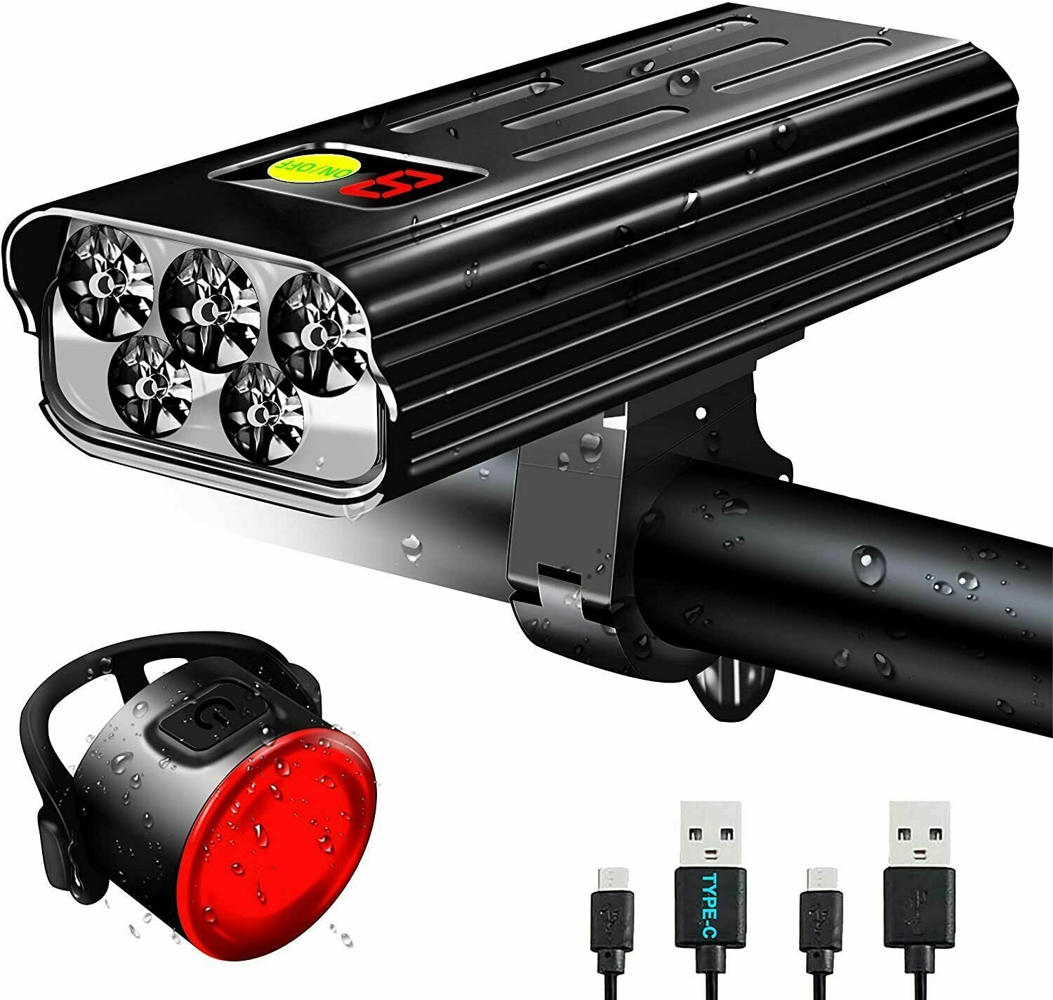 Waterproof Bike Light USB Rechargeable LED MTB Front Rear Bicycle Light Lamp