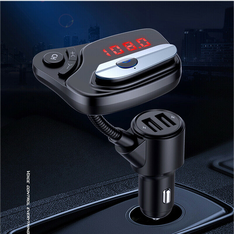 12V/24V Car SUV Charger Socket Dual USB Port Fast Charging w/ Bluetooth Earphone