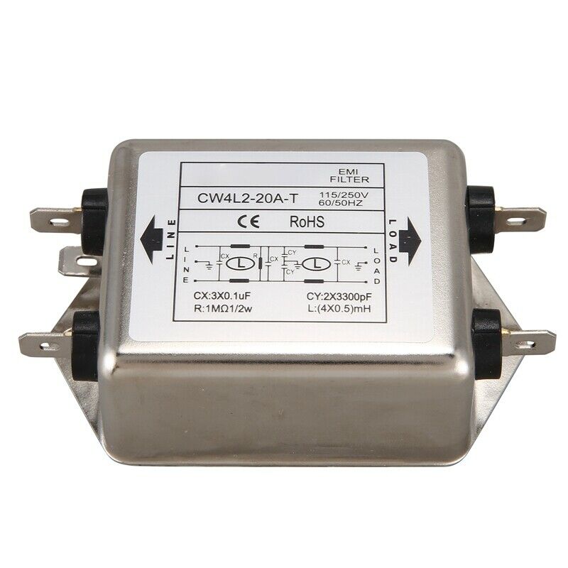 Power EMI Filter CW4L2-20A-T Single Phase AC 115V / 250V 20A 50/60HZ X7U5