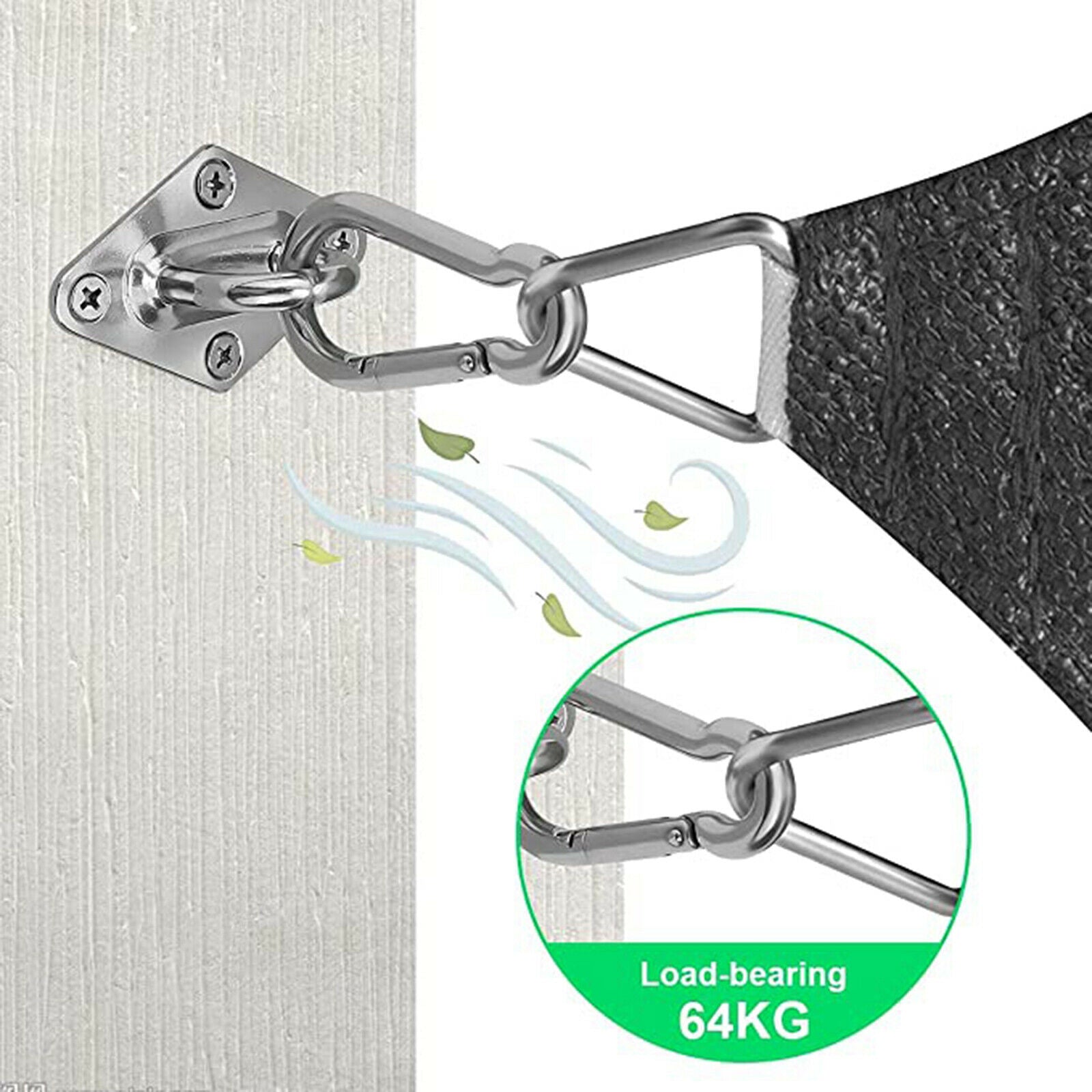 6in Square Triangle Sun Shade Sail Stainless Steel Hardware Installation Kit