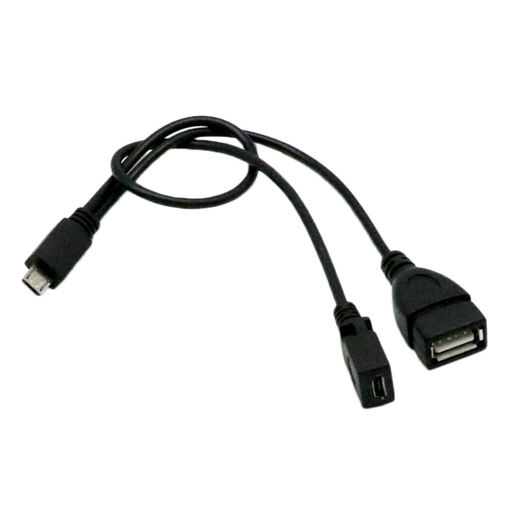 Black PVC Micro USB & Micro USB Male to Female OTG Power Adapter Cable