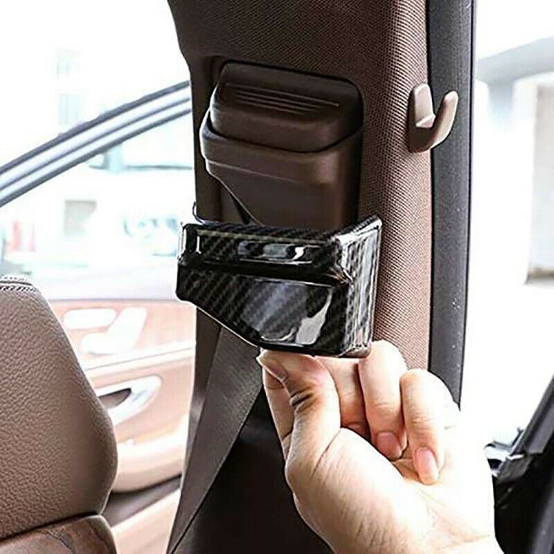 2Pcs Carbon Fiber Style Car Seat Safety Belt Cover Trim for Benz E Class W21N8X9