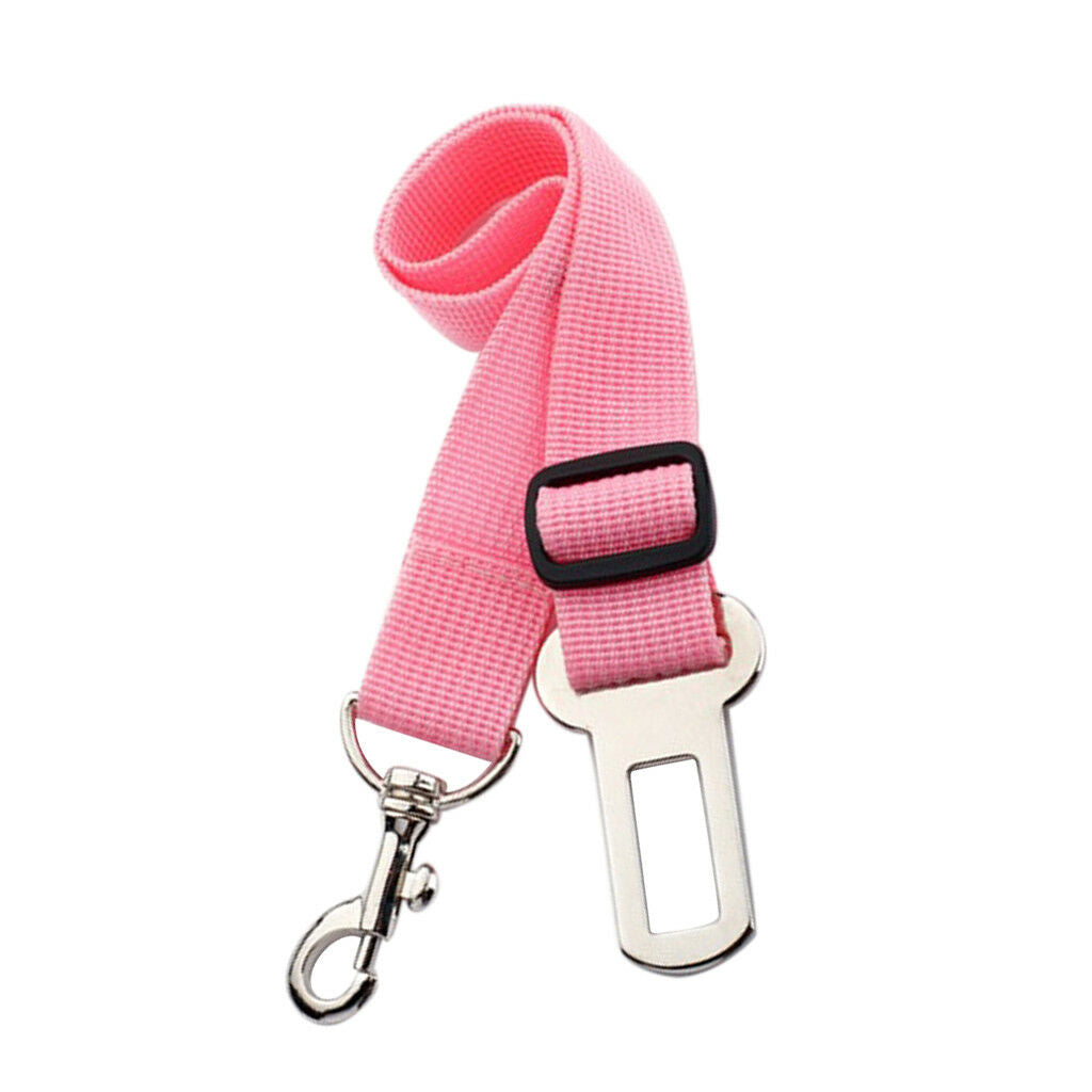 Dog Pet Car Seat Belt Safety Restraint Harness Lead Safe Buckle Clip Pink