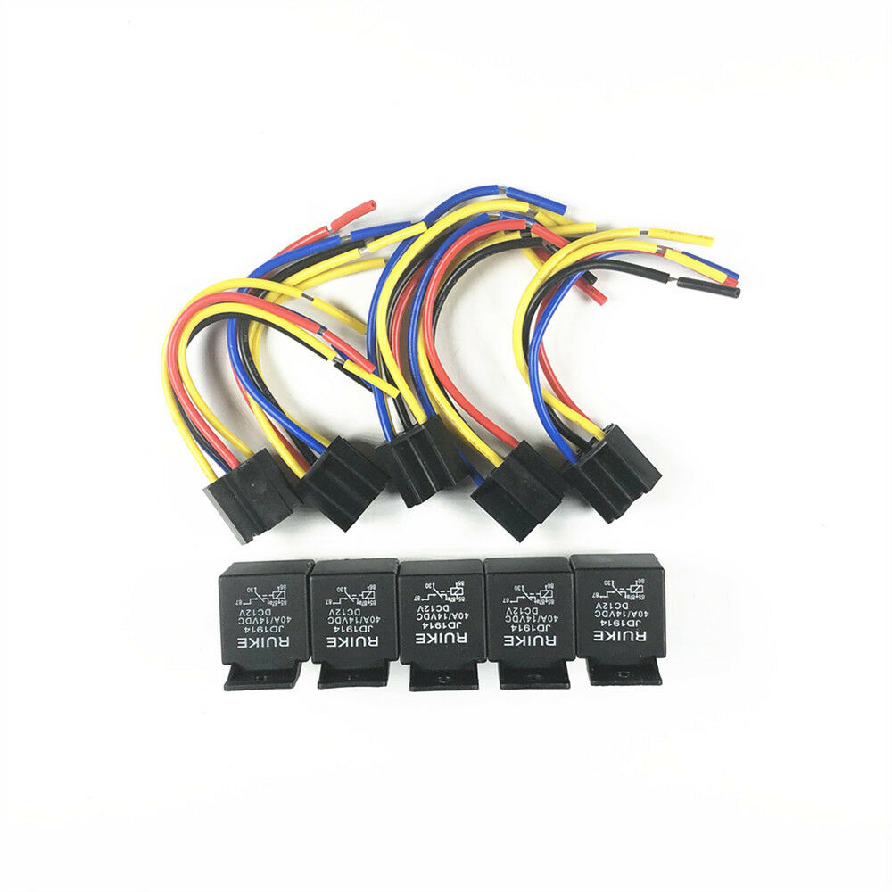 5Pcs Car Automotive 5 PIN Terminals Alarm SPDT Relay 40A DC 12V JD1914 + Socket