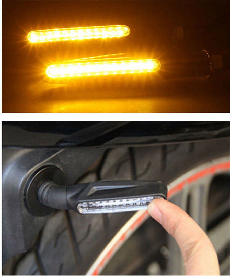 2Pcs Yellow Motorcycle Signal Indicator 12 LED Turn Light Snakeskin Style Handle