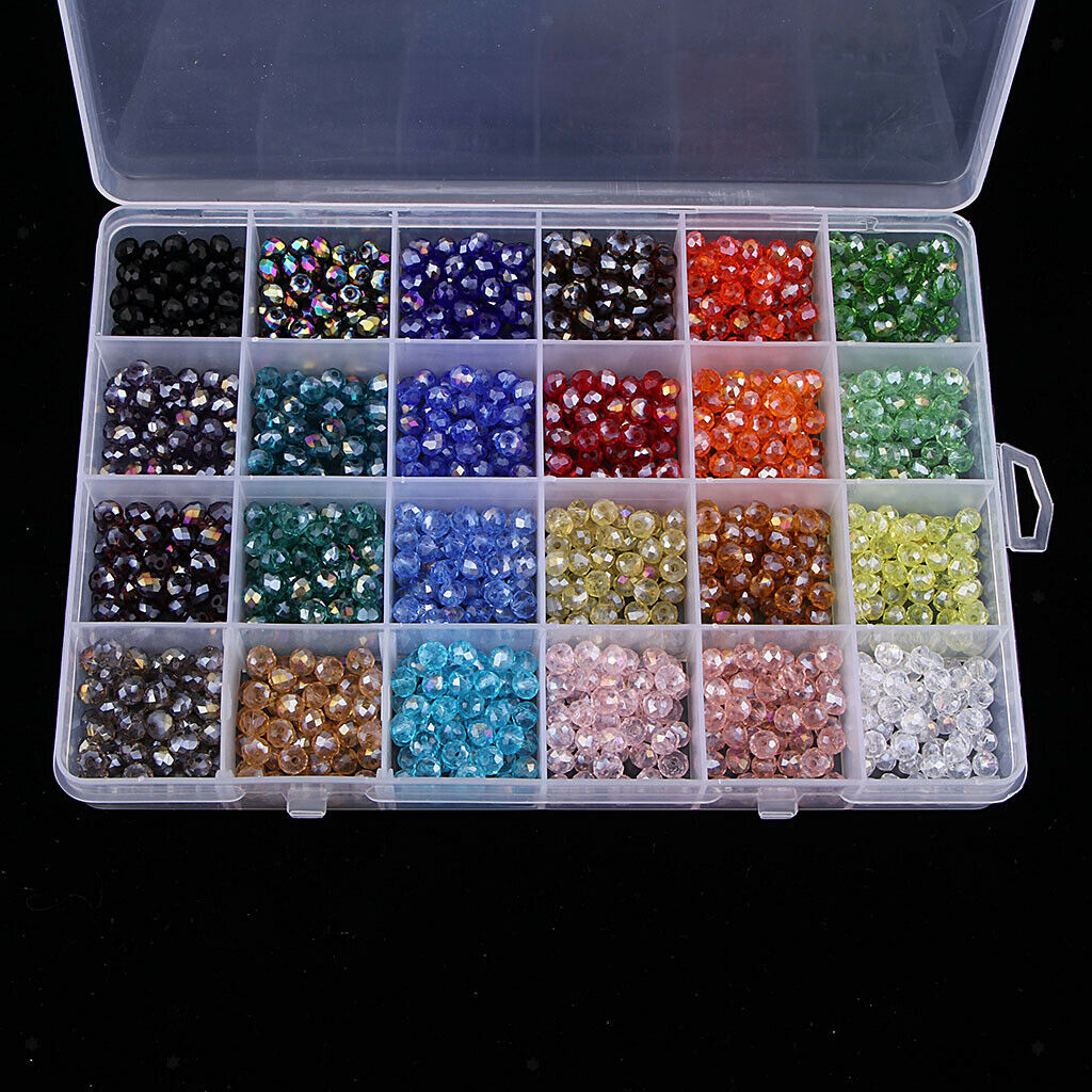 1200PCS/Box Crystal Glass Beads Rondelle Faceted Loose Spacers Beads 6mm Making