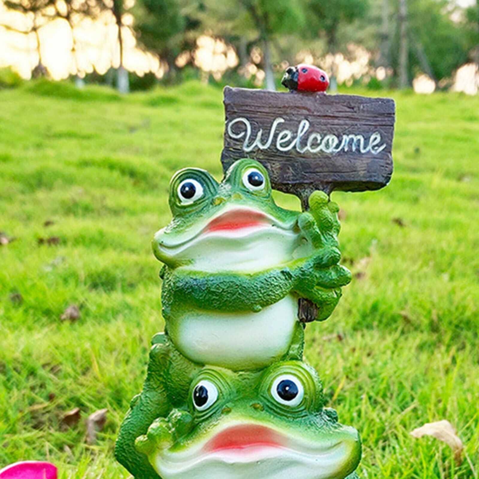 Welcome Frog Statue Garden Decor Lawn Ornament for Patio, Yard, Lawn Outdoor